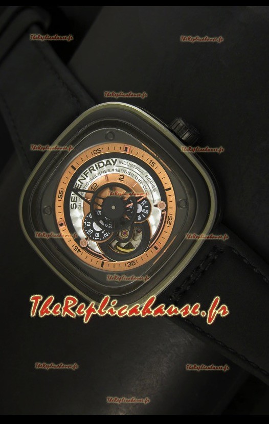 SevenFriday P-32 noire et grise avec mouvement Miyota 82S7 original - Qualité miroir 1:1