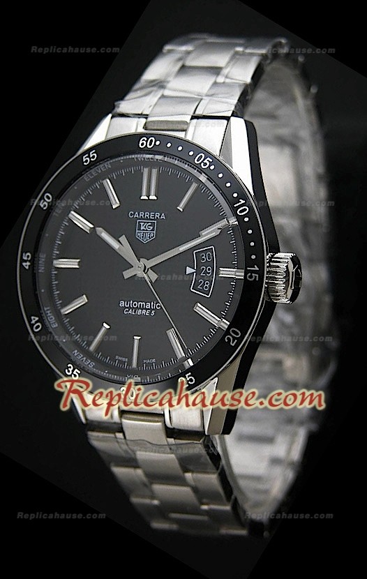 Tag Heuer Carrera Calibre 5 Swiss Replica Montre avec Cadran Noir
