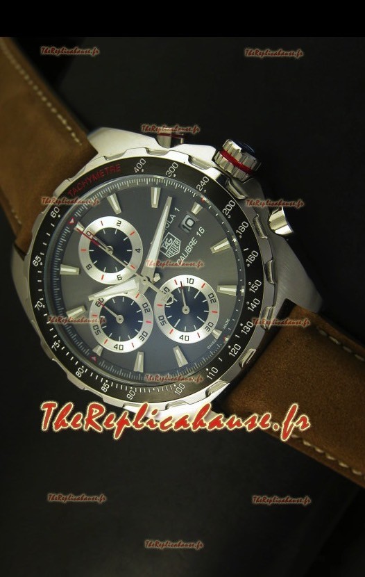 Montre en acier inoxydable Tag Heuer Calibre 16 avec cadran gris