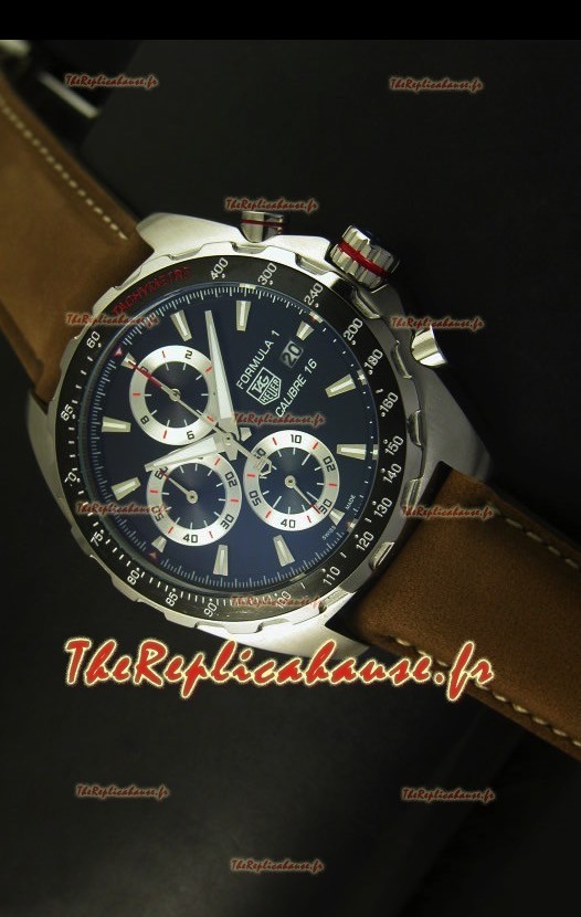 Montre en acier inoxydable Tag Heuer Calibre 16 avec cadran noir