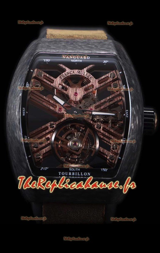 Franck Muller Vanguard Skeleton Tourbillon montre réplique suisse carbone noir