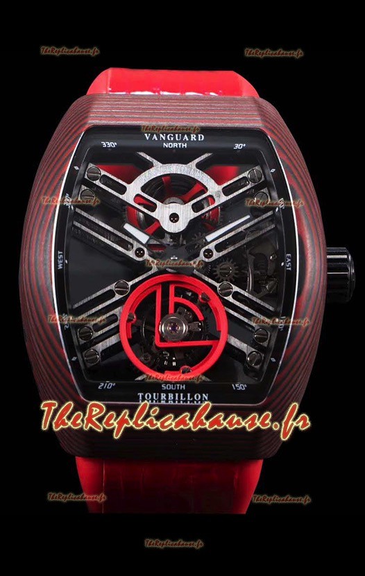 Franck Muller Vanguard Skeleton Tourbillon carbone rouge suisse réplique montre