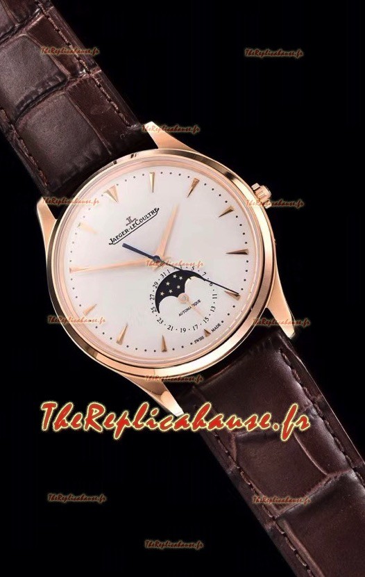 Jaeger LeCoultre Maître Ultra Mince Lune montre réplique en or rose à miroir 1:1