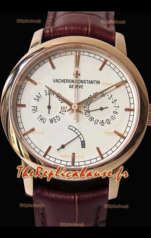 Vacheron Constantin Traditionnelle Jour Date montre suisse réplique en or rose 