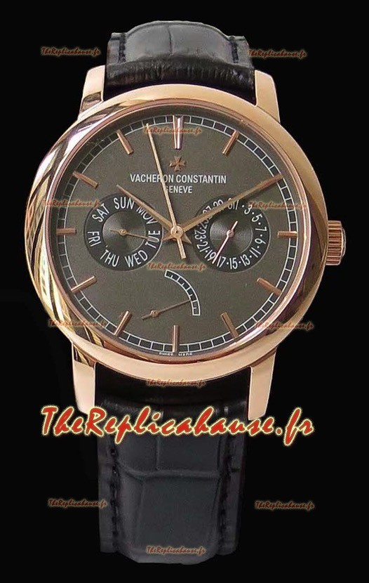 Vacheron Constantin Traditionnelle Jour Date montre suisse réplique en or rose