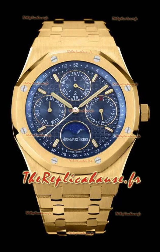 Audemars Piguet Royal Oak Calendrier Perpétuel Réplique Suisse 904L Acier avec boîtier en or jaune