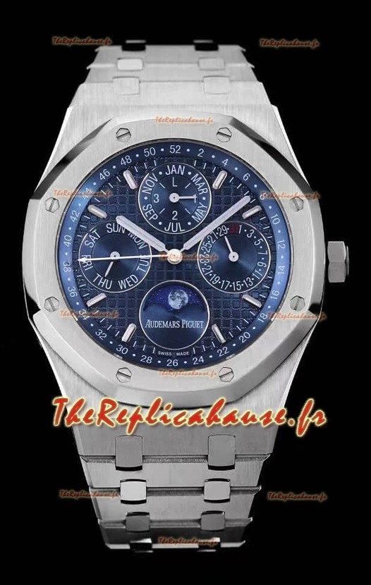 Audemars Piguet Royal Oak Perpetual Calendar Réplique Suisse de la montre en acier avec cadran bleu acier