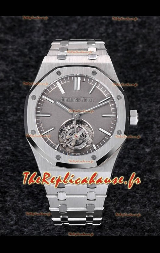 Audemars Piguet Royal Oak Tourbillon 41mm Cadran bleu en boîtier 904L - Cadran gris fumé sablé