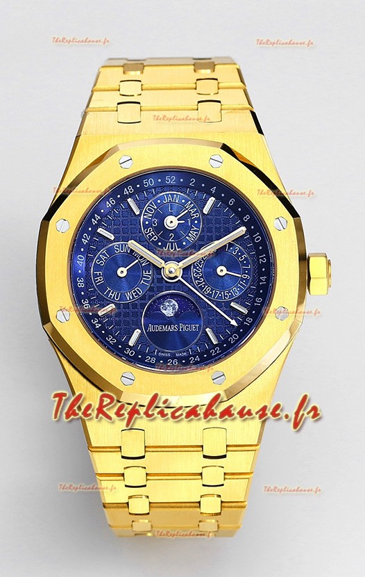 Audemars Piguet Royal Oak Calendrier Perpétuel Réplique Suisse Acier 904L Boîtier Or Jaune