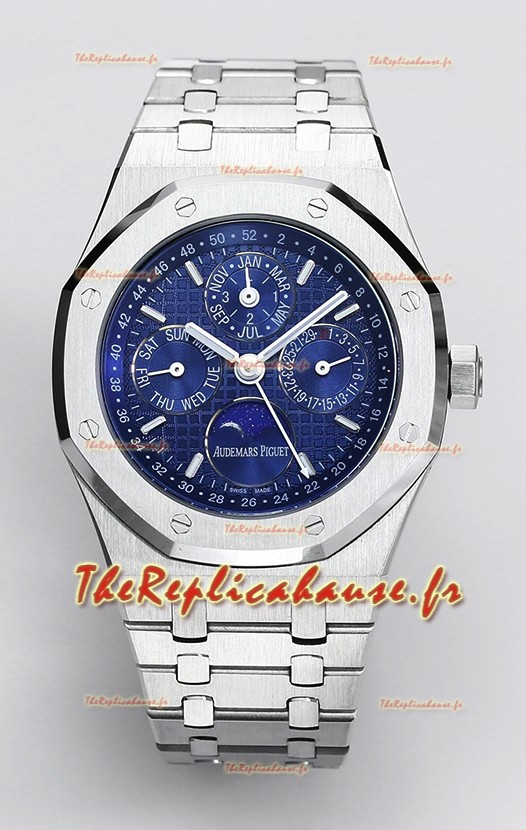 Audemars Piguet Royal Oak Calendrier Perpétuel Réplique Suisse Acier 904L - Cadran Bleu 