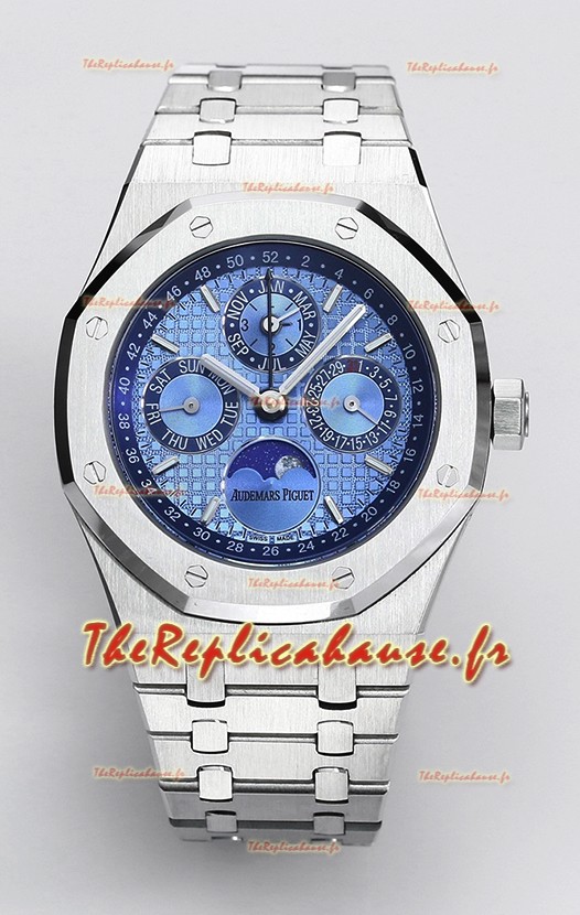 Audemars Piguet Royal Oak Quantième Perpétuel Réplique Suisse 904L Acier - Cadran Bleu Clair 