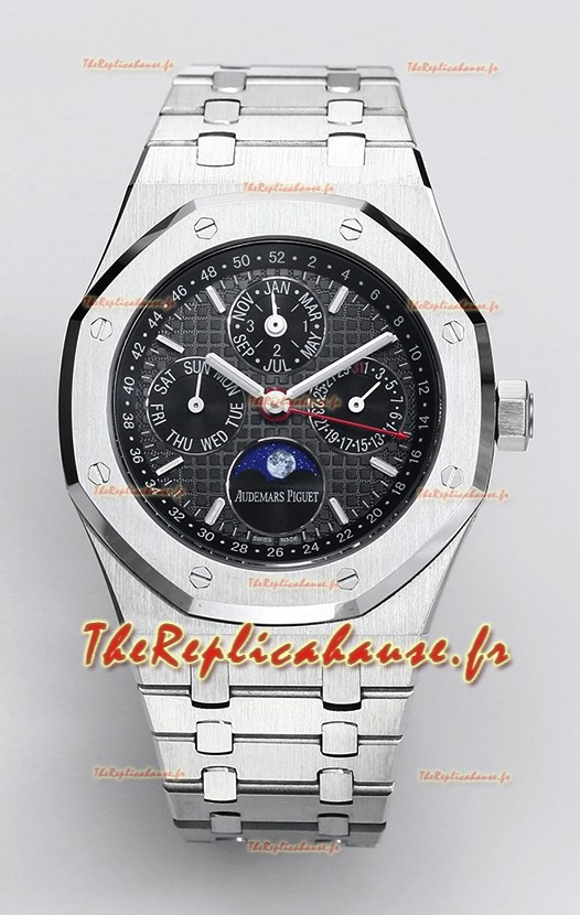 Audemars Piguet Royal Oak Calendrier Perpétuel Réplique Suisse Acier 904L - Cadran noir 