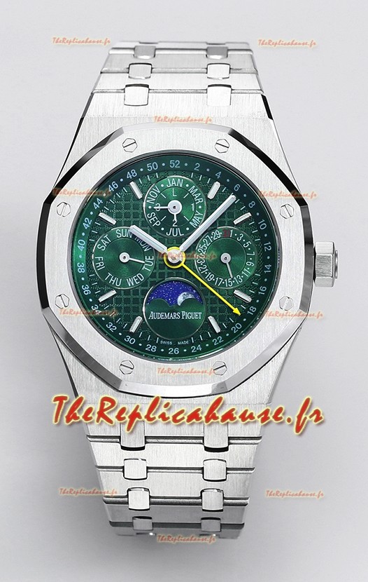 Audemars Piguet Quantième Perpétuel Royal Oak Réplique Suisse 904L Acier - Cadran Vert 
