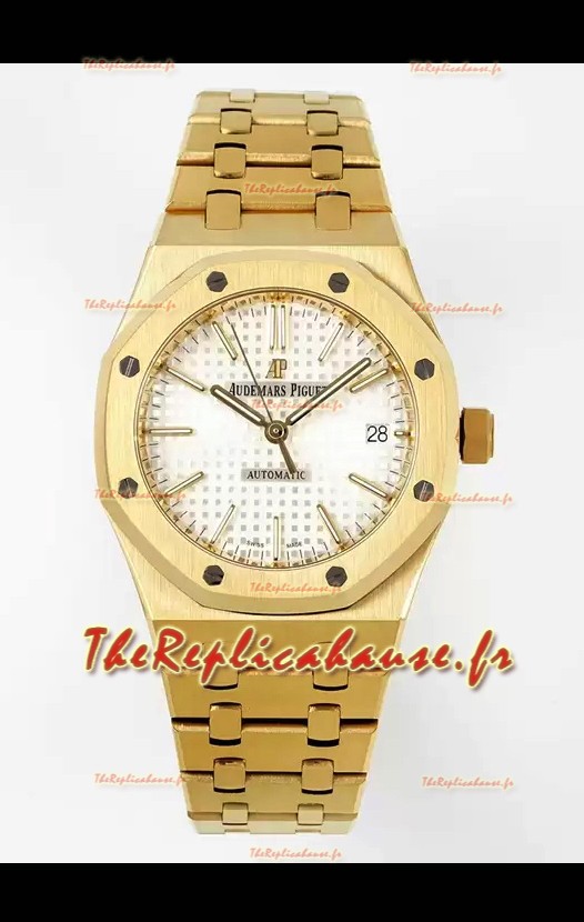 Audemars Piguet Montre Royal Oak 37MM cadran blanc or jaune avec mouvement 3120 - Réplique miroir 1:1