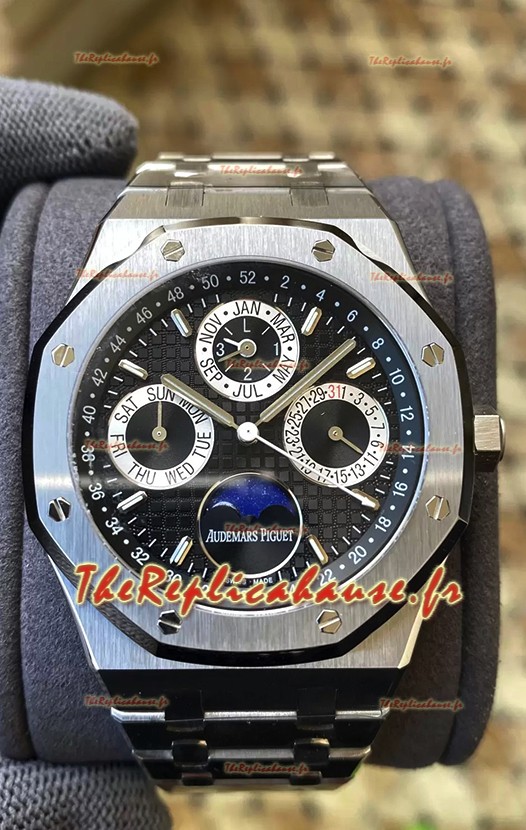 Audemars Piguet Royal Oak Calendrier perpétuel Réplique Suisse 904L Acier avec cadran noir 