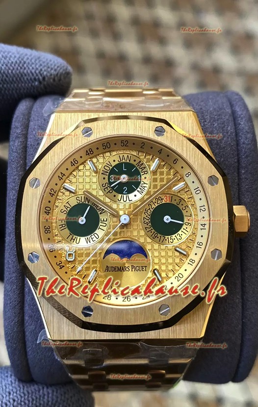 Audemars Piguet Royal Oak Quantième Perpétuel Réplique Suisse 904L Acier avec Boîtier Or Jaune