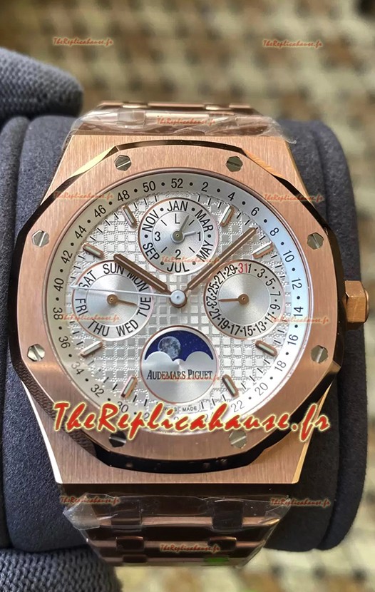 Audemars Piguet Royal Oak Quantième Perpétuel Réplique Suisse 904L Acier avec Boîtier Or Rose