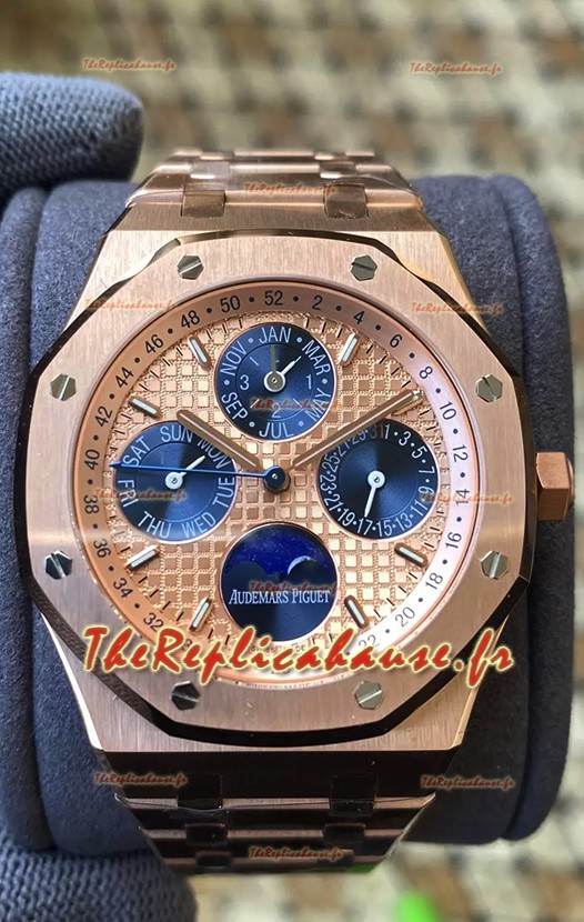 Audemars Piguet Royal Oak Quantième Perpétuel Réplique Suisse Acier 904L Boîtier Or Rose