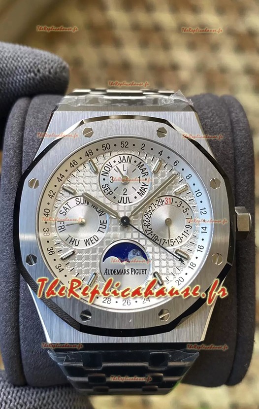 Audemars Piguet Royal Oak Quantième Perpétuel Réplique Suisse 904L Acier en Acier Cadran Blanc 