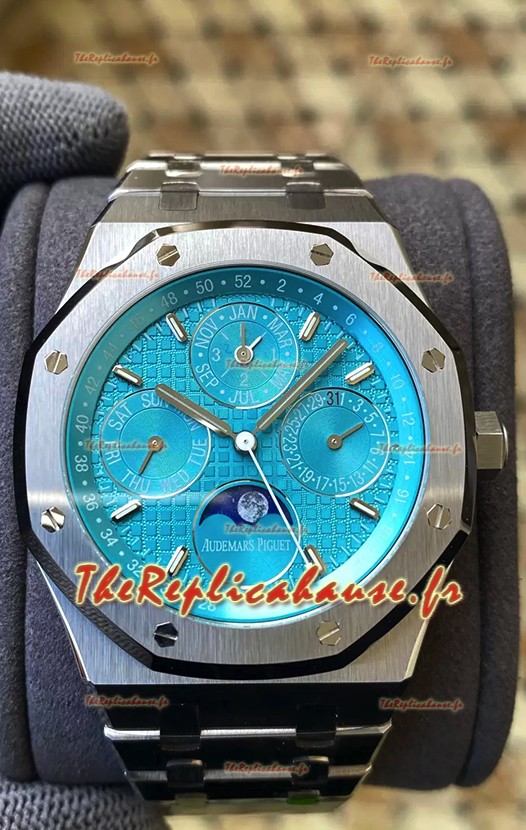 Audemars Piguet Royal Oak Quantième Perpétuel Réplique Suisse 904L Acier Cadran Bleu Cyan