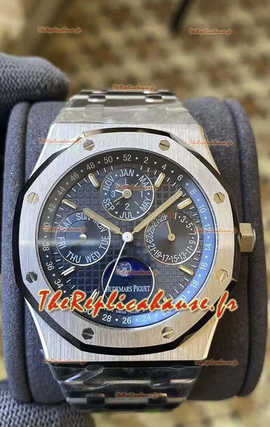 Audemars Piguet Royal Oak Calendrier Perpétuel Réplique Suisse Acier 904L en Acier Cadran Bleu