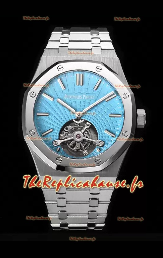 Audemars Piguet Royal Oak Tourbillon 41mm en boîtier 904L - Cadran Tapisserie Bleu Tiffany Réplique 1:1 Ultime