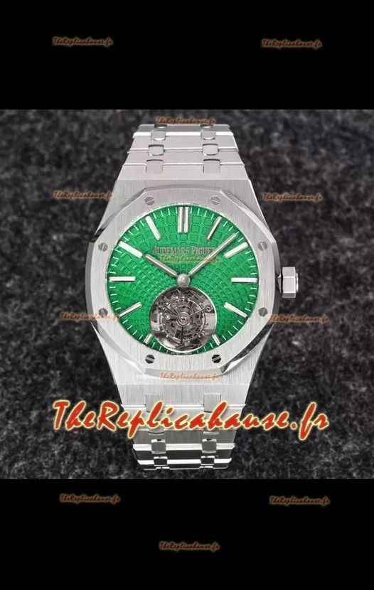 Audemars Piguet Royal Oak Tourbillon Volant 41mm Cadran Vert dans un boîtier 904L - Cadran Tapisserie Vert