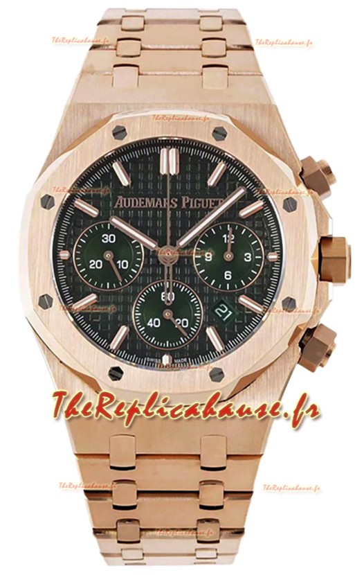 Audemars Piguet Chronographe Royal Oak Réplique 1:1 - Boîtier Or Rose Cadran Vert 41MM