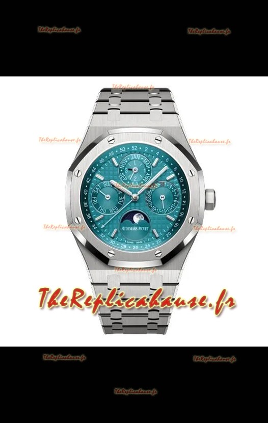 Audemars Piguet Royal Oak Calendrier Perpétuel Réplique Suisse Acier 904L - Cadran Bleu Tiffany