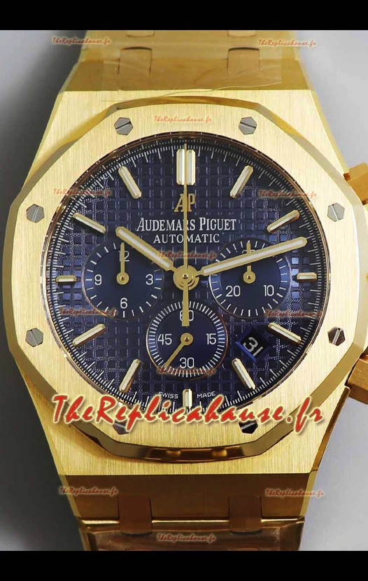 Audemars Piguet Royal Oak Chronographe Or Jaune Cadran Bleu Bracelet Acier Réplique Montre Suisse