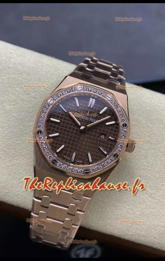 Audemars Piguet Royal Oak 33MM 904L Cadran or rose marron Montre réplique 1:1 