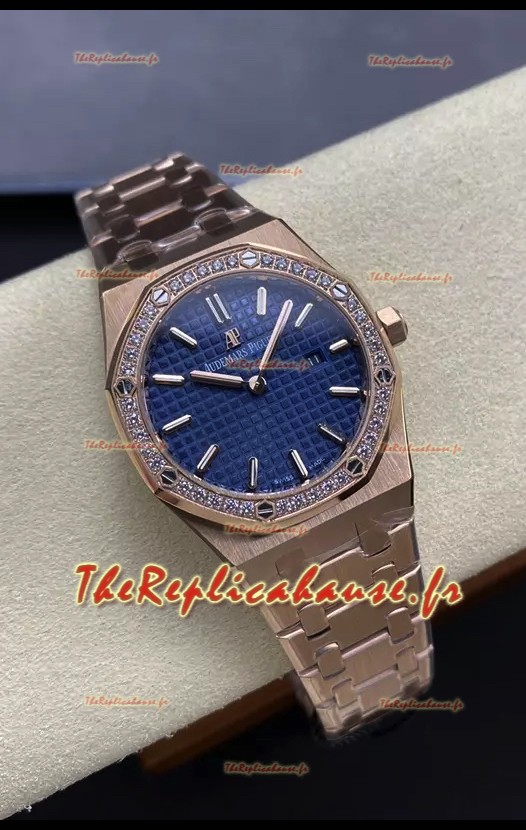 Audemars Piguet Royal Oak 33MM 904L Cadran or rose bleu Montre réplique 1:1