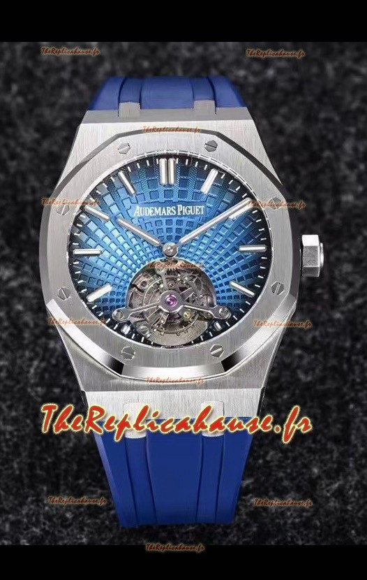 Montre Audemars Piguet Royal Oak Tourbillon 41mm Cadran bleu en boîtier 904L - Cadran bleu tapisserie 