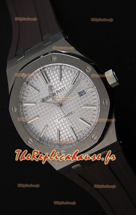 Audemars Piguet Royal Oak 41MM cadran argenté bracelet en caoutchouc - 1:1 Miroir Édition Ultime