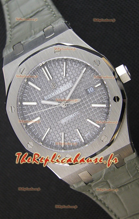 Audemars Piguet Royal Oak 41MM cadran gris bracelet en cuir - 1:1 Miroir Édition Ultime