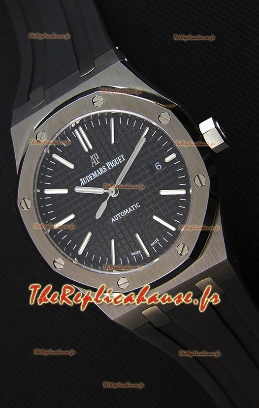 Audemars Piguet Royal Oak 41MM cadran noir bracelet en caoutchouc - 1:1 Miroir Édition Ultime