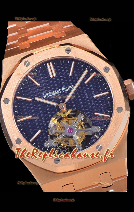 Montre Audemars Piguet Royal Oak Tourbillon 41mm Cadran bleu dans un boîtier en acier 904L et or rose