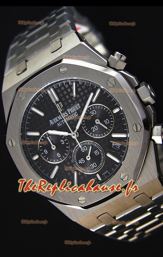 Montre Audemars Piguet Royal Oak Suisse réplique à chronographe en quartz avec un cadran noir -41 mm