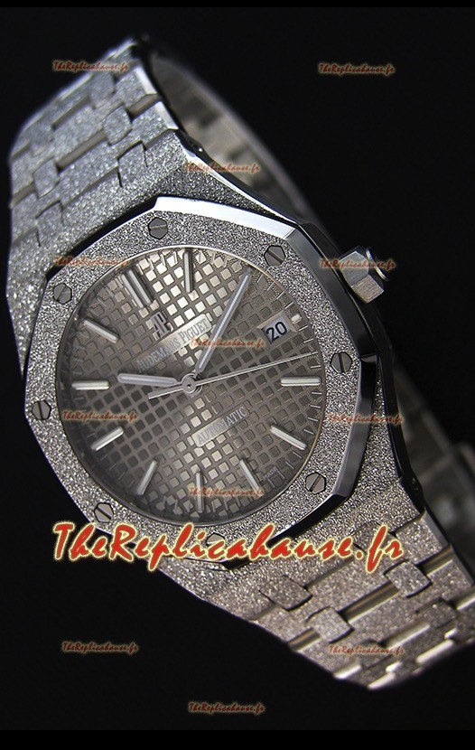 Montre Audemars Piguet Royal Oak givré à remontage automatique avec Cadran en or blanc gris Réplique à l’identique 1:1 