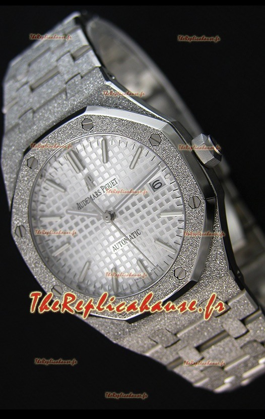 Montre Audemars Piguet Royal Oak givré à remontage automatique avec Cadran en Blanc Or Blanc Réplique à l’identique 1:1 