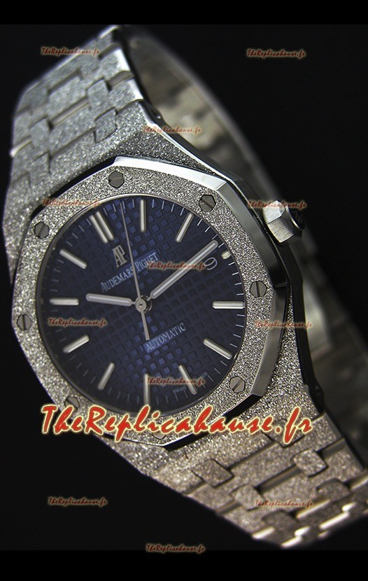 Montre Audemars Piguet Royal Oak givré à remontage automatique avec Cadran en or blanc bleu Réplique à l’identique 