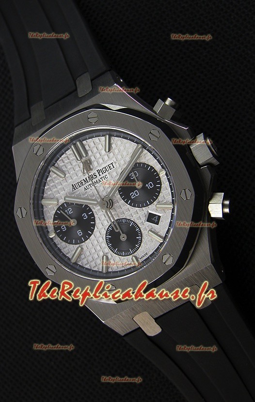 Montre Audemars Piguet Royal Oak Suisse à Chronographe avec Cadran Blanc et un Bracelet en caoutchouc Réplique 