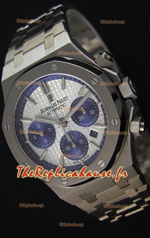 Montre Audemars Piguet Royal Oak Suisse Répliquée à Chronographe avec Cadran blanc Acier et Bracelet 