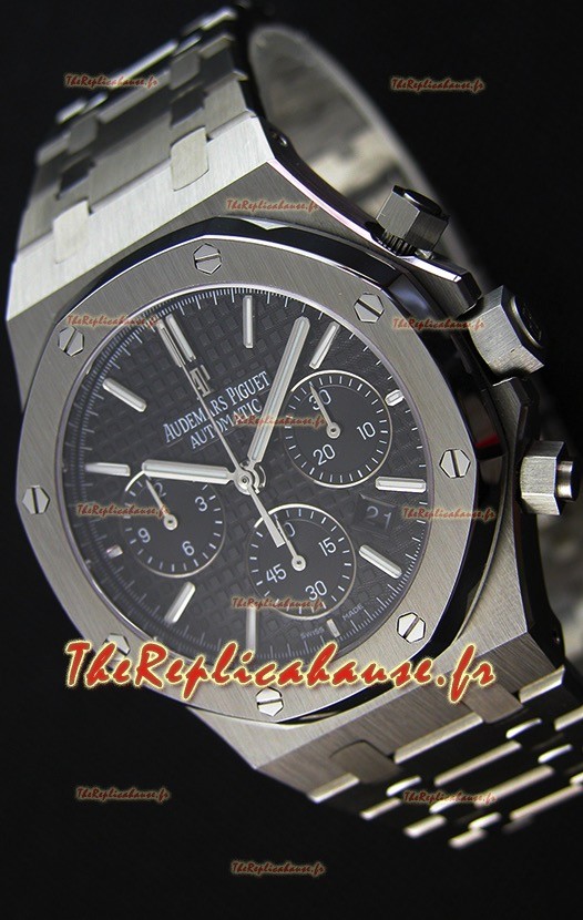 Montre Audemars Piguet Royal Oak Suisse à Chronographe avec Cadran Noir et un Bracelet en acier Réplique 