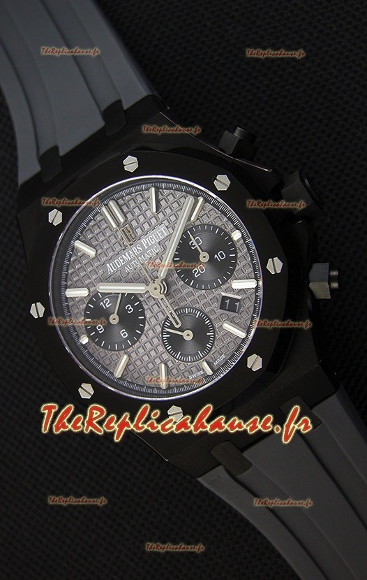 Montre Audemars Piguet Royal Oak Suisse à Chronographe avec Cadran Gris ardoise et un Bracelet en Caoutchouc et Boîtier en PVD Réplique 