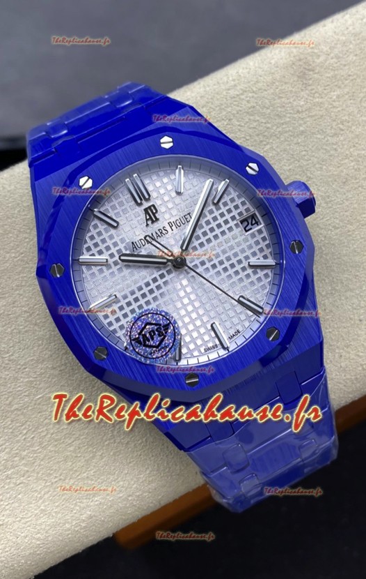Audemars Piguet Royal Oak 15500 Boîtier céramique bleu Super Clone Réplique Montre Cadran acier