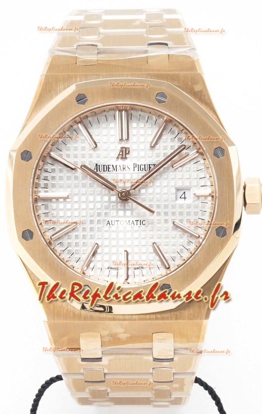 Audemars Piguet Royal Oak 15400 41MM Cadran or rose blanc Super Clone Réplique Montre 