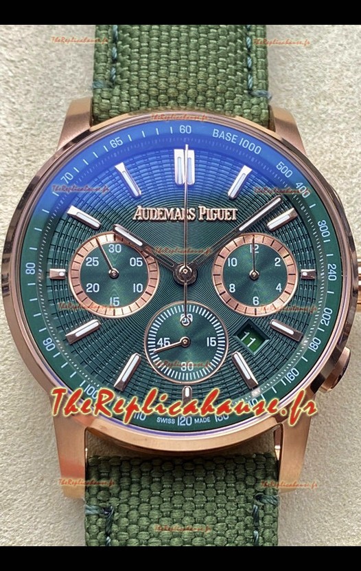 Montre réplique Audemars Piguet CODE 11.59 Chronograph en boîtier or rose cadran vert 