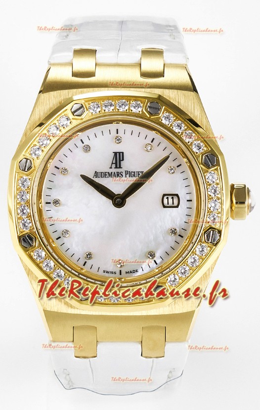 Audemars Piguet Royal Oak 33MM Or Rose Quartz Or Rose Cadran Perlé Montre Suisse Réplique