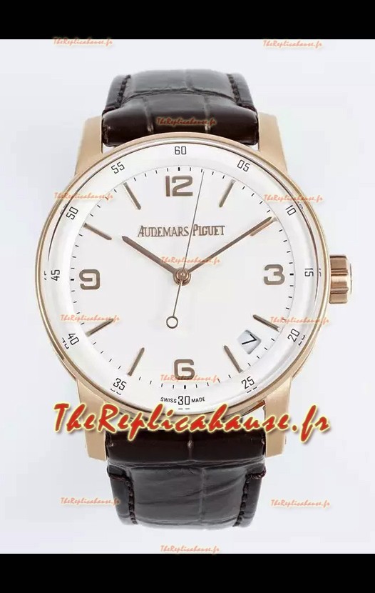 Montre réplique Audemars Piguet CODE 11.59 15210R Réplique Montre Suisse en Or Rose Cadran Blanc 41MM